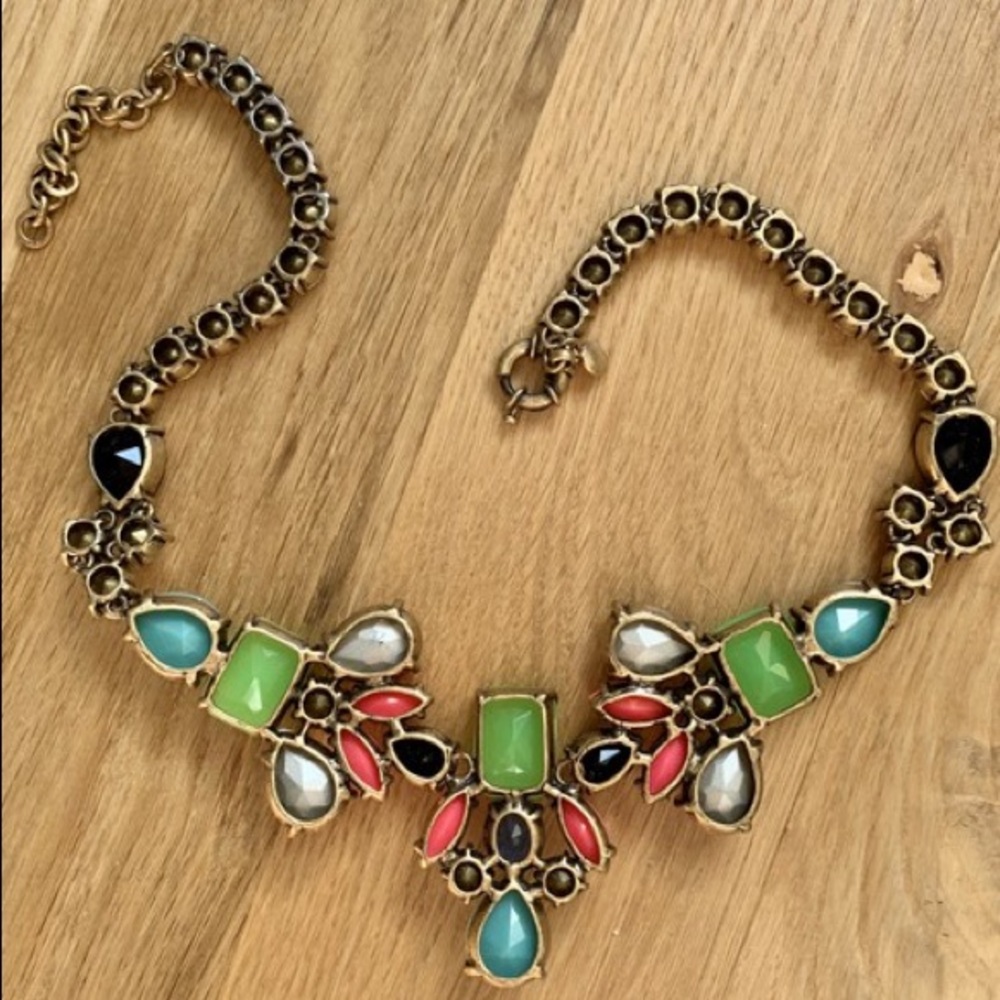 J.Crew Neon Collage Crystal Statement Necklace - image 2